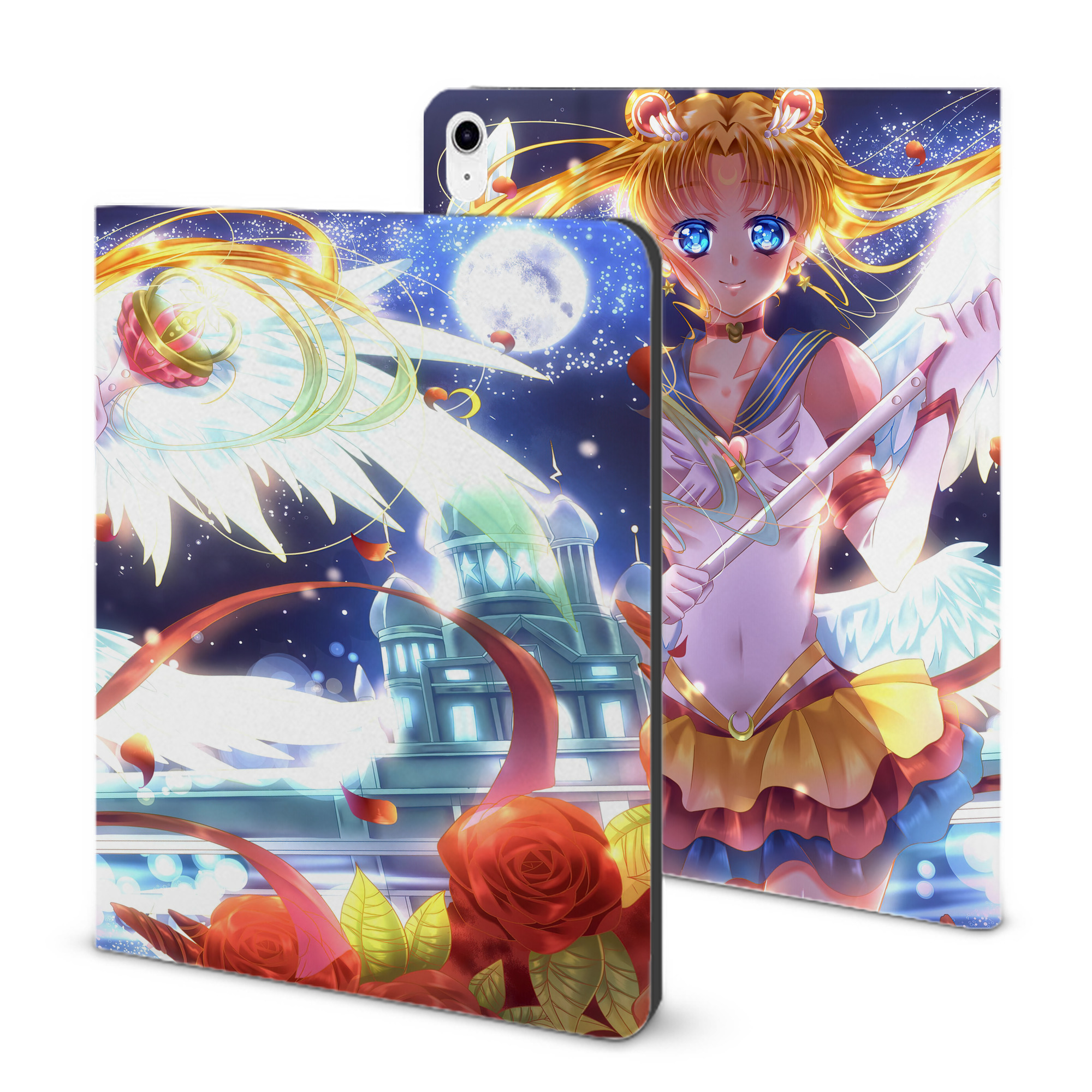 （画像用） 美少女戦士セーラームーン Sailor Moon IPad ケース ブック型 PUレザー TPU 耐衝撃 軽量 薄型 ペン収納なし 全面保護 IPad 各モデル対応